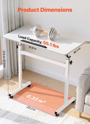 Standing Desk, Adjustable Height Mobile Stand Up Desk 360° Tilting Desktop, 32 x 16 in Small Computer Sit Stand Rolling Workstation w/ Hook, Lockable Casters, 55.1 lbs Capacity for Home Office