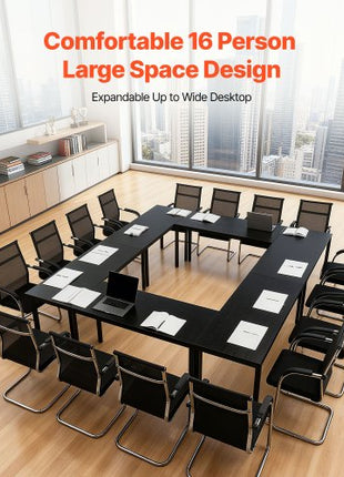 Conference Table, Set of 6, 4.5 ft Office Meeting Table for 16 Person, Flexible Combination Desk Set, Modern Rectangle Meeting Desk with Metal Legs for Office, Conference Room, Easy Assembly