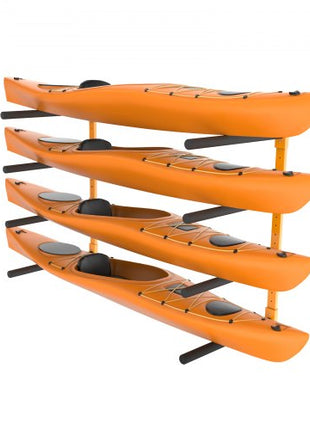 Wall Kayak Storage Rack, 4-Capacity Wall Mounted Kayak Holders for Kayak Canoe Paddle Board, Kayak Storage Hooks with Adjustable Padded Arms, 400 LBS Load Kayak Hanger for Indoor Outdoor Garage