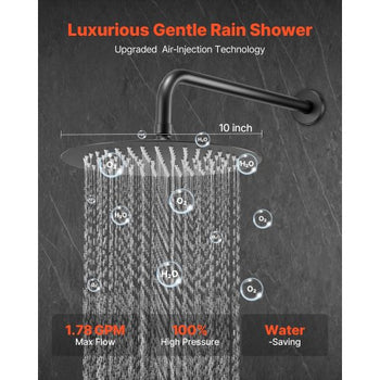Shower Faucet Set, Rainfall Bathroom Shower System with 10-Inch Round Rain Shower Head and Handheld Spray, Wall Mounted Bath Fixtures with Brass Valve and Trim Kit, Matte Black