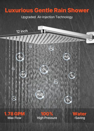 Shower Faucet Set, Rainfall Bathroom Shower System with 12-Inch Square Rain Shower Head and Handheld Spray, Wall Mounted Bath Fixtures with Brass Valve and Trim Kit, Brushed Nickel