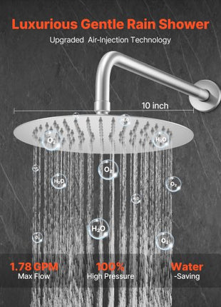 Shower Faucet Set, Rainfall Bathroom Shower System with 10-Inch Round Rain Shower Head and Handheld Spray, Wall Mounted Bath Fixtures with Brass Valve and Trim Kit, Brushed Nickel