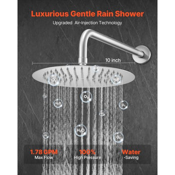 Shower Faucet Set, Rainfall Bathroom Shower System with 10-Inch Round Rain Shower Head and Handheld Spray, Wall Mounted Bath Fixtures with Brass Valve and Trim Kit, Brushed Nickel
