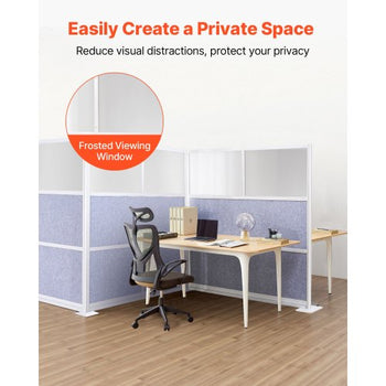 Office Divider Privacy Partition, 1-Pack, 70" x 70" Modular Wall Room Divider, PET Workstation Cubicle Partition with Frosted Windows, Freestanding Privacy Panel Wall for Office Library