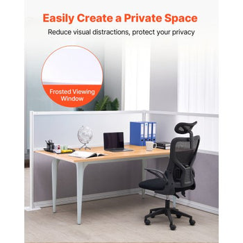 Office Divider Privacy Partitions, 2-Pack, 72" x 48" Room Divider Walls, PET Workstation Cubicle Partition with Frosted Acrylic Windows, Freestanding Privacy Panels for Office Library School