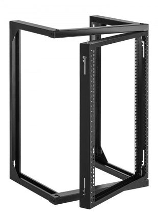15U Wall Mount Server Rack, 150 lbs Max Load Capacity, Open Frame Network Rack with 180 Degrees Gate Swing, Carbon Steel, for 19-Inch IT Network Equipment & AV Devices Computer Server, Black