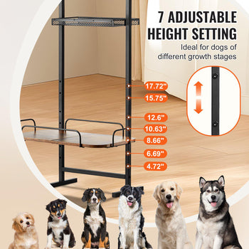 Pet Feeding Station with Storage, Elevated Dog Bowls, Raised Dog Bowl Stand, Dog Food Storage and Feeder Station with Storage Shelves, Pet Toy Storage Organizer, for Large Medium Small Dogs
