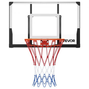 Wall Mount Basketball Hoop, 44-inch PC Backboard Mounted Basketball Hoop Outdoor with Solid Steel, 0.08 inch Thickened Backboard, Thickened Woven Nylon Basketballs Net, Indoor & Outdoor Use