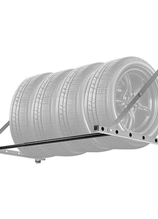 Wall Mounted Folding Tire Rack, 32" - 48" Adjustable Tire Rack, Q235 Heavy-Duty Steel Tire Storage Rack for R14-R20 inch Standard Tires, Max 300lbs Load Capacity for Garage Workshop Repair Shop