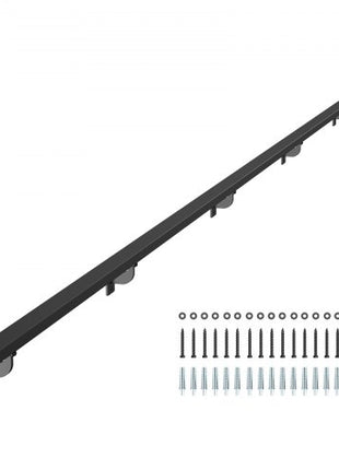 Wall Mounted Stair Handrail, 15ft Black Aluminum Staircase Handrail Indoor, 250lbs Load Capacity, Industrial Railing Hand Rail for Steps, Square Tube for Loft Porch Deck, 6 Sections