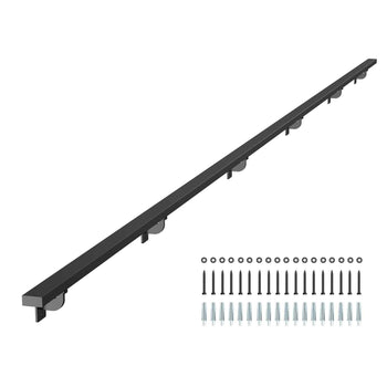 Wall Mounted Stair Handrail, 15ft Black Aluminum Staircase Handrail Indoor, 250lbs Load Capacity, Industrial Railing Hand Rail for Steps, Square Tube for Loft Porch Deck, 6 Sections