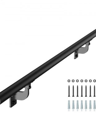 Wall Mounted Stair Handrail, 4ft Pipe Staircase Handrail, Black Galvanized Aluminum, 1.26 inch Pipe Diameter, Indoor&Outdoor Staircase Railing,Industrial Hand Rail for Steps,Security Baluster