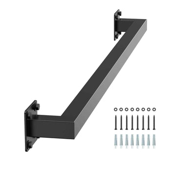 Wall Mounted Stair Handrail, 3ft Black Iron Staircase Handrail Indoor, 250lbs Load Capacity, Industrial Railing Hand Rail for Steps, Square Tube for Loft Porch Deck, 2 Sections
