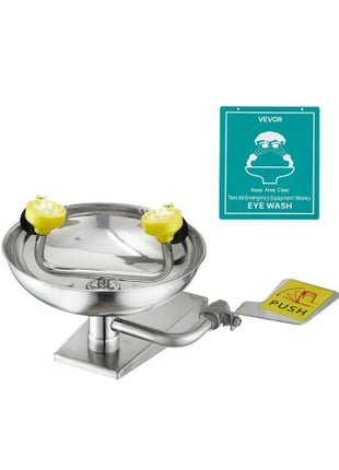 Emergency Eye Wash Station, Stainless Steel Wall-Mounted Eyewash Unit, First Aid Eye Wash Sink 16.14 x 12.99 x 9.45 Inches, Ideal for Laboratories, Factories, Schools, Construction Sites