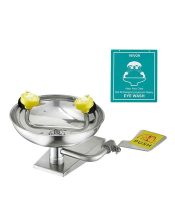 Emergency Eye Wash Station, Stainless Steel Wall-Mounted Eyewash Unit, First Aid Eye Wash Sink 16.14 x 12.99 x 9.45 Inches, Ideal for Laboratories, Factories, Schools, Construction Sites