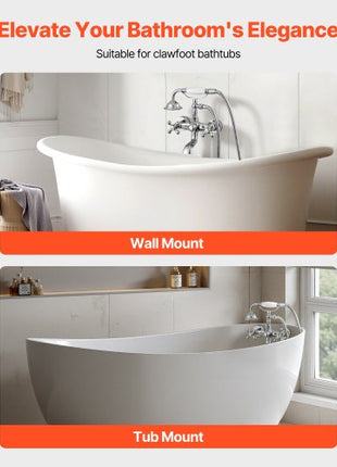 Clawfoot Tub Faucet, Wall Mount Bathtub Faucets with Handheld Shower, Vintage Polished Chrome Clawfoot Tub Filler Faucet Shower Kit with Adjustable Swing Arms & 360° Rotation Spout for Bathtubs