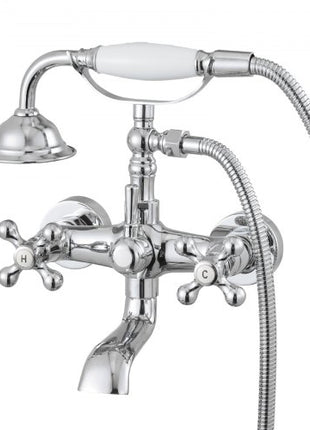 Clawfoot Tub Faucet, Wall Mount Bathtub Faucets with Handheld Shower, Vintage Polished Chrome Clawfoot Tub Filler Faucet Shower Kit with Adjustable Swing Arms & 360° Rotation Spout for Bathtubs