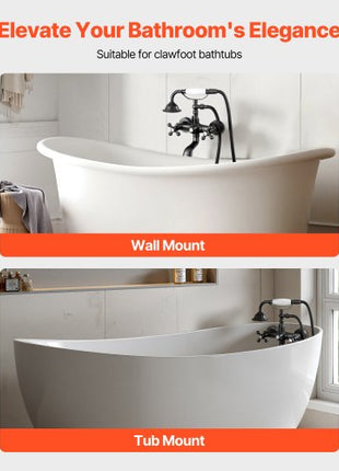 Clawfoot Tub Faucet, Wall Mount Bathtub Faucets with Handheld Shower, Vintage Oil-Rubbed Bronze Clawfoot Tub Filler Faucet Shower Kit with Adjustable Swing Arms & 360° Rotation Spout for Bathtubs