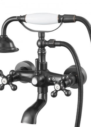 Clawfoot Tub Faucet, Wall Mount Bathtub Faucets with Handheld Shower, Vintage Oil-Rubbed Bronze Clawfoot Tub Filler Faucet Shower Kit with Adjustable Swing Arms & 360° Rotation Spout for Bathtubs