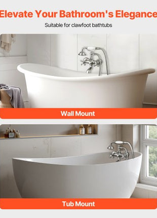 Clawfoot Tub Faucet, Wall Mount Bathtub Faucets with Handheld Shower, Vintage Brushed Nickel Clawfoot Tub Filler Faucet Shower Kit with Adjustable Swing Arms & 360° Rotation Spout for Bathtubs