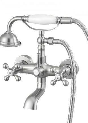 Clawfoot Tub Faucet, Wall Mount Bathtub Faucets with Handheld Shower, Vintage Brushed Nickel Clawfoot Tub Filler Faucet Shower Kit with Adjustable Swing Arms & 360° Rotation Spout for Bathtubs
