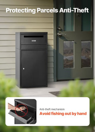 Package Delivery Boxes for Outside, 35.8 in Mailbox for Parcel with Lock, Galvanized Steel Package Drop Box with Anti-Theft Design, Weather-Resistant Package Mailbox for Home and Office, Black
