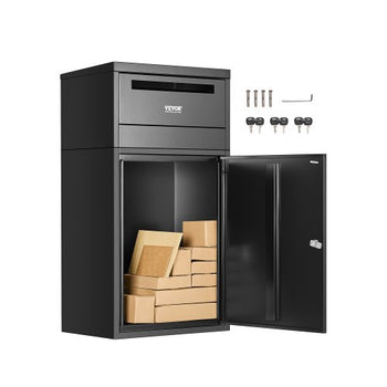 Package Delivery Boxes for Outside, 35.8 in Mailbox for Parcel with Lock, Galvanized Steel Package Drop Box with Anti-Theft Design, Weather-Resistant Package Mailbox for Home and Office, Black