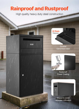 Package Delivery Boxes for Outside, 35.8 in Mailbox for Parcel with Lock, Galvanized Steel Package Drop Box with Anti-Theft Design, Weather-Resistant Package Mailbox for Home and Office, Black