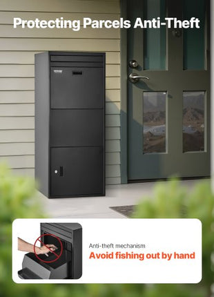 Package Delivery Boxes for Outside, 47.2 in Mailbox for Parcel with Lock, Galvanized Steel Package Drop Box with Anti-Theft Design, Weather-Resistant Package Mailbox for Home and Office, Black