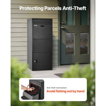 Package Delivery Boxes for Outside, 47.2 in Mailbox for Parcel with Lock, Galvanized Steel Package Drop Box with Anti-Theft Design, Weather-Resistant Package Mailbox for Home and Office, Black
