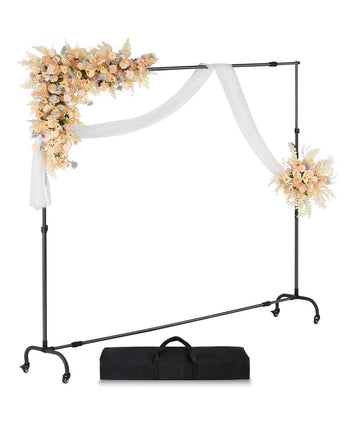 Backdrop Stand with Wheels, 7 x 10 ft Adjustable Photo Backdrop Stand Kit, Moveable Background Backdrop Stand, Heavy Duty Projector Screen Stand, for Wedding, Photo Studio & Party