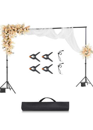 Backdrop Stand, 10 x 10 ft Adjustable Photo Backdrop Stand Kit, Portable Background Backdrop Stand with 4 Crossbars, Heavy Duty Projector Screen Stand, for Wedding, Photo Video Studio & Party