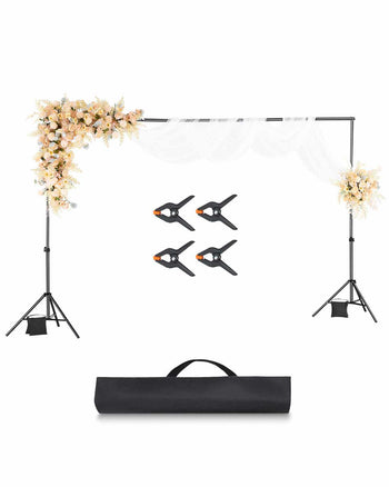 Backdrop Stand, 6.5 x 10 ft Adjustable Photo Backdrop Stand Kit, Portable Background Backdrop Stand with 5 Crossbars, Heavy Duty Projector Screen Stand, for Wedding, Photo Video Studio & Party