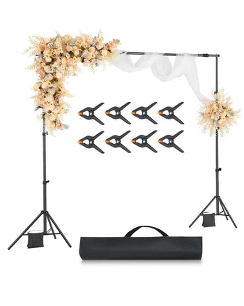 Backdrop Stand, 7 x 10 ft Adjustable Photo Backdrop Stand Kit, Portable Background Backdrop Stand with 3 Crossbars, Heavy Duty Projector Screen Stand, for Wedding, Photo Video Studio & Party
