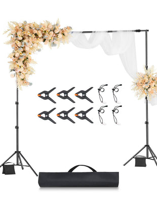 Backdrop Stand, 8.5 x 10 ft Adjustable Photo Backdrop Stand Kit, Portable Background Backdrop Stand with 2 Tripods, Heavy Duty Projector Screen Stand, for Wedding, Photo Video Studio & Party