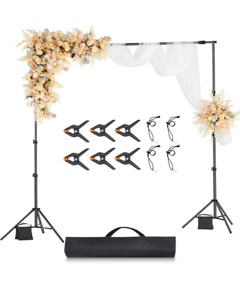 Backdrop Stand, 8.5 x 10 ft Adjustable Photo Backdrop Stand Kit, Portable Background Backdrop Stand with 2 Tripods, Heavy Duty Projector Screen Stand, for Wedding, Photo Video Studio & Party