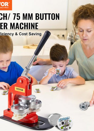 Button Maker Machine, 75 mm (3 inch) Badge Punch Press Kit, Children DIY Gifts Pin Maker, Button Making Supplies with 500pcs Button Parts & Circle Cutter & Magic Book