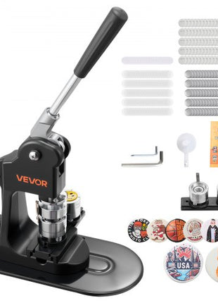 Button Maker Machine, 1 in, Pin Maker Machine with 500pcs Button Parts, Circle Cutter, Hex Wrenches and Magic Book, Ergonomic Handle, for DIY Badges, Personalized Pins and Key Chains, Black