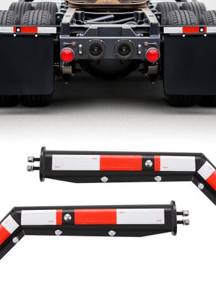 Angled Spring Loaded Mud Flap Hangers, 1-1/8" Bolt Spacing Mudflap Hangers for Semi Trucks, 1 Pair Heavy Duty Semi Truck Mud Flap Hanger Set with Reflective Strips, Black