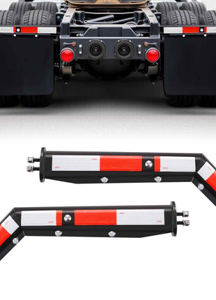 Angled Spring Loaded Mud Flap Hangers, 1-1/8" Bolt Spacing Mudflap Hangers for Semi Trucks, 1 Pair Heavy Duty Semi Truck Mud Flap Hanger Set with Reflective Strips, Black