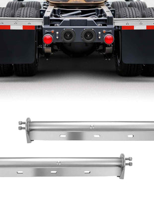 Chrome Straight Spring Loaded Mud Flap Hangers, 1-1/8" Bolt Spacing Mudflap Hangers for Semi Trucks, 1 Pair Heavy Duty Semi Truck Mud Flap Hanger Set with Reflective Strips, Silver