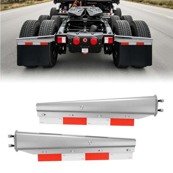 Chrome Straight Spring Loaded Mud Flap Hangers, 2-1/2" Bolt Spacing Mudflap Hangers for Semi Trucks, 1 Pair Heavy Duty Semi Truck Mud Flap Hanger Set with Aluminum Reflective Plates, Silver