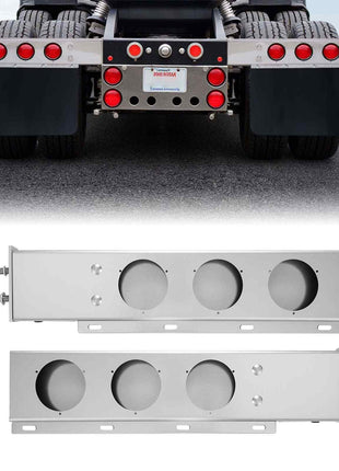 Stainless Steel Mud Flap Hangers with Light Cutouts, 2-1/2" Bolt Spacing, Spring Loaded Mudflap Hangers for Semi Trucks, 1 Pair Heavy Duty Semi Truck Mud Flap Hanger Set, Silver