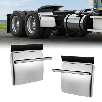 Stainless Steel Quarter Fenders for Semi Trucks, 24" x 24" Semi Truck Fenders with Tube Bracket and Mounting Hardware, 1 Pair Right & Left Quarter Fender Set, Fit for Freightliner, Peterbilt