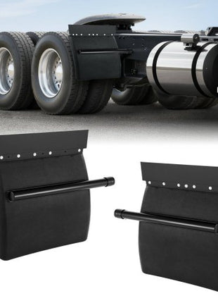 Quarter Fenders for Semi Trucks, 24" x 24" Semi Truck Fenders with Tube Bracket and Mounting Hardware, 1 Pair Right & Left Quarter Fender Set, Fit for Freightliner, Peterbilt, Kenworth