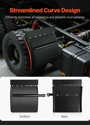 Quarter Fenders for Semi Trucks, 24" x 24" Semi Truck Fenders with Tube Bracket and Mounting Hardware, 1 Pair Right & Left Quarter Fender Set, Fit for Freightliner, Peterbilt, Kenworth