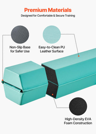 8FT Folding Balance Beam for Kids, 200LBS Stable Support Gymnastics Floor Beam with Non-Slip Mats, Gymnastics Training Equipment with Anti-Slip Bottom and Carrying Bag for Home Gym, Mint Green