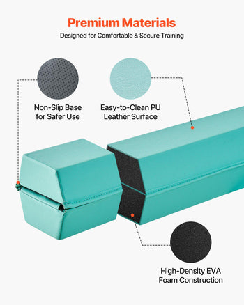8FT Folding Balance Beam for Kids, 200LBS Stable Support Gymnastics Floor Beam with Non-Slip Mats, Gymnastics Training Equipment with Anti-Slip Bottom and Carrying Bag for Home Gym, Mint Green