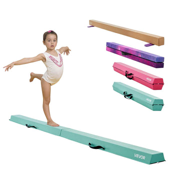 8FT Folding Balance Beam for Kids, 200LBS Stable Support Gymnastics Floor Beam with Non-Slip Mats, Gymnastics Training Equipment with Anti-Slip Bottom and Carrying Bag for Home Gym, Mint Green