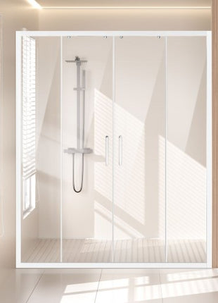 Semi-frameless Shower Door, 57.8-59 W x 70 H in, Double Sliding Glass Door with 1/4 in(6mm) Clear Tempered Glass, Waterproof Shatterproof NANO Stainproof with Stainless Steel Hardware, Chrome
